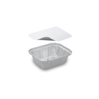 Miska (ALU) hranatá 129 x 103 x 34 mm 250ml + viečko [20 ks]