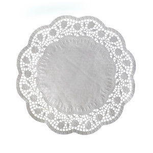 Dekoračná krajka okrúhla biela Ø36cm [6 ks]
