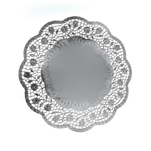 Dekoračná krajka okrúhla strieborná Ø32cm [4 ks]