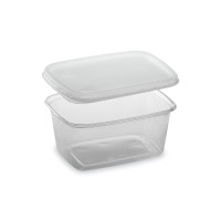 Miska (PP) hranatá priehľadná 250ml + viečko [250 ks]