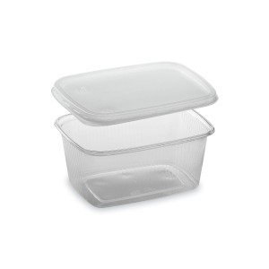 Miska (PP) hranatá priehľadná 250ml + viečko [250 ks]